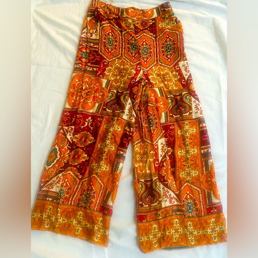 Haute Hippie multicolor geometric print high waisted wide leg palazzo pant - Picture 8 of 15